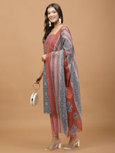 Printed Cotton Blend Unstitched Suit With Dupatta